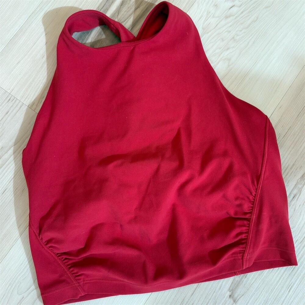 Athleta Sports Bra Tank Top Womens Small Red Strappy Back Crop Medium